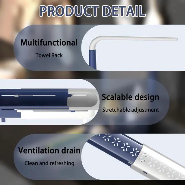Alt view image 4 of 6 - Telescopic Sink Storage Rack with 2 Sponge - Sink Caddy Sponge Holder for kitchen sink(Blue)