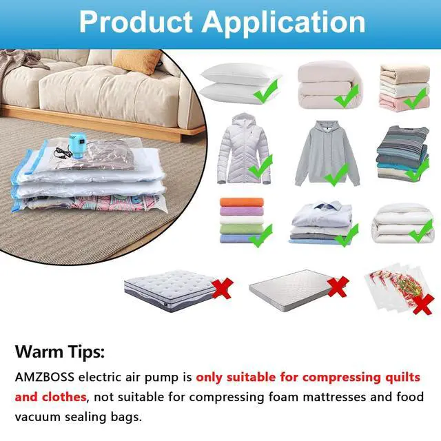 Alt view image 6 of 7 - Electric Pump for Vacuum Storage Bags, Portable Vacuum Bag Pump, Electric Vacuum Pump for Storage Bags, Great for Various Vacuum Seal Bags for Clothing,Blankets,Bedding- Blue (No Bags)