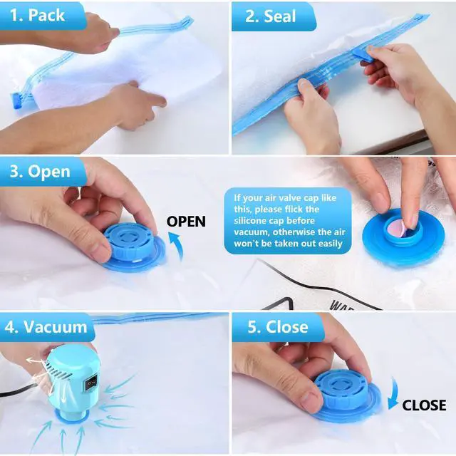 Alt view image 7 of 7 - Electric Pump for Vacuum Storage Bags, Portable Vacuum Bag Pump, Electric Vacuum Pump for Storage Bags, Great for Various Vacuum Seal Bags for Clothing,Blankets,Bedding- Blue (No Bags)