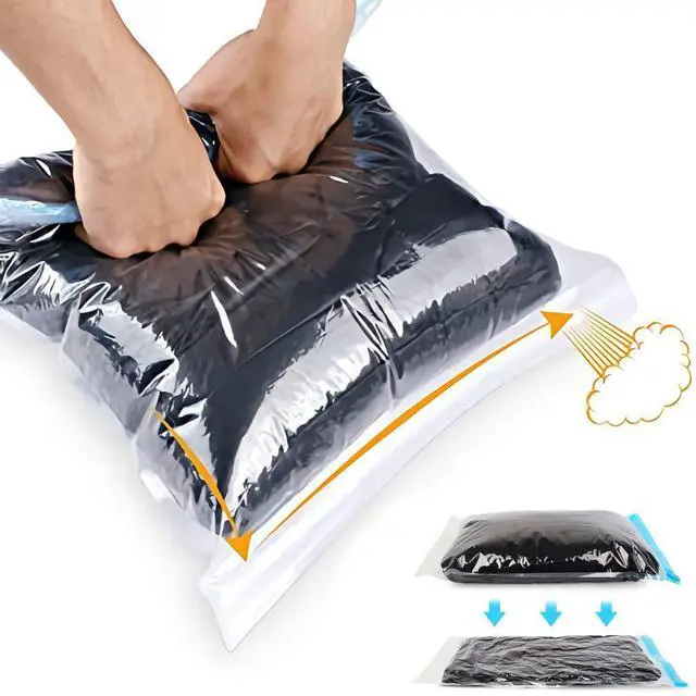 Main image of Compression Bags - Travel Accessories - 10 Pack Space Saver Bags - No Vacuum or Pump Needed - Vacuum Storage Bags for Travel Essentials - Home Packing-Organizers (Blue)
