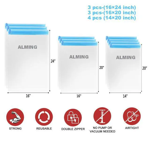 Alt view image 4 of 7 - Compression Bags - Travel Accessories - 10 Pack Space Saver Bags - No Vacuum or Pump Needed - Vacuum Storage Bags for Travel Essentials - Home Packing-Organizers (Blue)