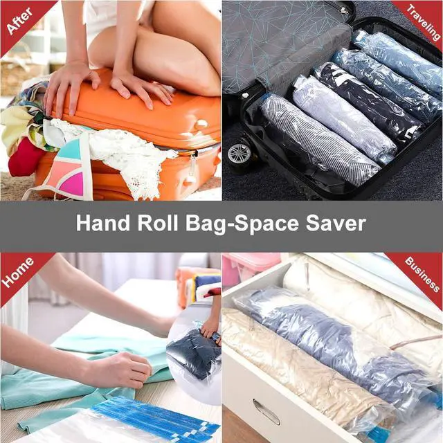 Alt view image 6 of 7 - Compression Bags - Travel Accessories - 10 Pack Space Saver Bags - No Vacuum or Pump Needed - Vacuum Storage Bags for Travel Essentials - Home Packing-Organizers (Blue)