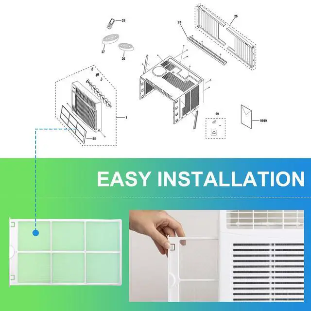 Alt view image 4 of 7 - WJ85X21746 GE Air Conditioner AC Air Filter Replacement Replaces AP6280063, 4588851, A0010209471, PS12171954 for GE AHQ06LYQ1, AHQ06LYW1, AHR05LWQ1, AHR05LWQ2