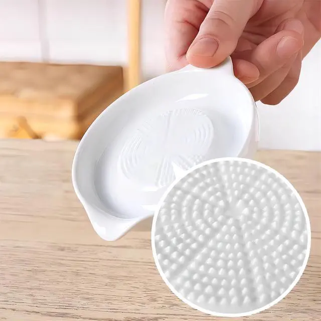 Alt view image 4 of 7 - 1 Pack Advanced Ceramic Grater Plate for Ginger, Garlic, Onion, Cheese, Lemon, Chocolate, Vegetables and Fruits in Kitchen, White, 4 Inches