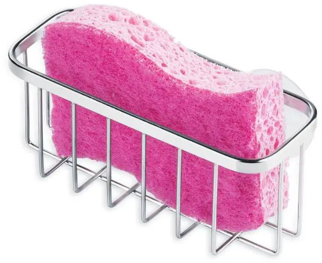 Main image of Gia Stainless Steel Dish Sponge Holder Basket with Suction Cups, Ideal for Kitchen Sinks and Bathroom Organization, 2.25"D x 2.5"W x 5.75"H, Set of 1, Polished