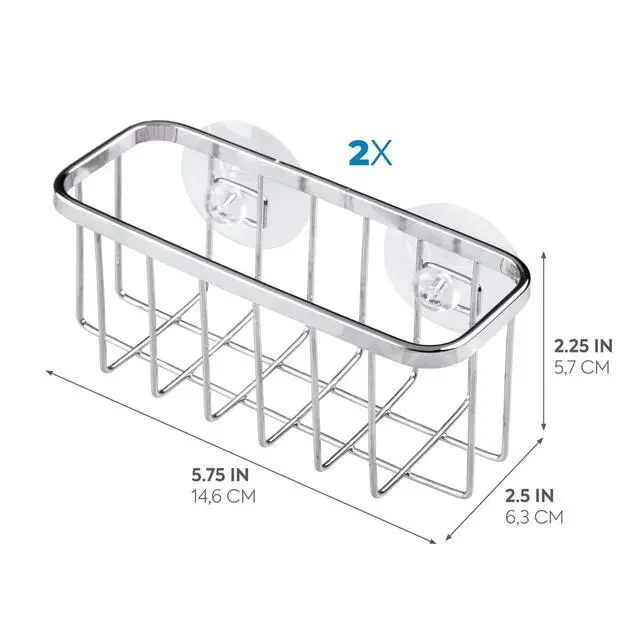 Alt view image 3 of 5 - Gia Stainless Steel Dish Sponge Holder Basket with Suction Cups, Ideal for Kitchen Sinks and Bathroom Organization, 2.25"D x 2.5"W x 5.75"H, Set of 1, Polished