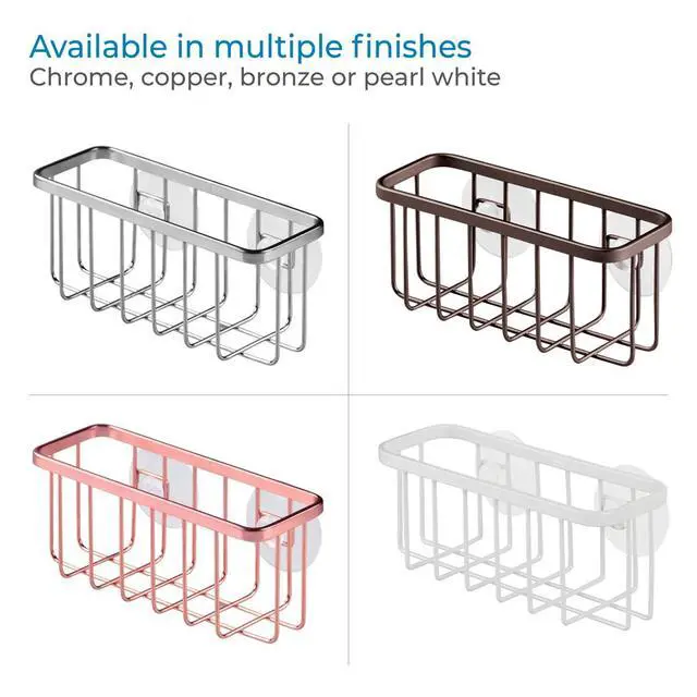 Alt view image 4 of 5 - Gia Stainless Steel Dish Sponge Holder Basket with Suction Cups, Ideal for Kitchen Sinks and Bathroom Organization, 2.25"D x 2.5"W x 5.75"H, Set of 1, Polished
