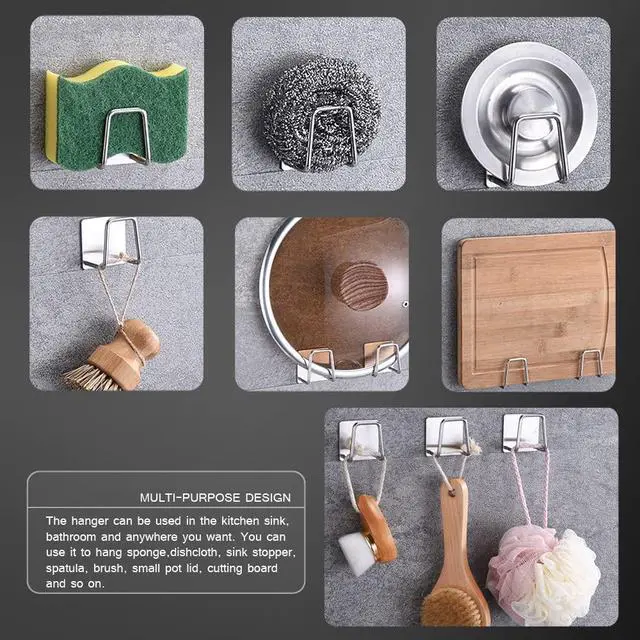 Alt view image 6 of 7 - Sponge Holders for Kitchen Sink Adhesive Sponge Holder Sink Caddy Stainless Steel Rust Proof Waterproof, Quick Drying