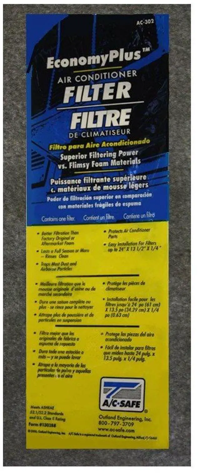 Alt view image 2 of 4 - EconomyPlus 15 in. W x 24 in. H x 1/4 in. D Polyester Air Conditioner Filter-Total Qty, 1 Count (Pack of 1), Gray|Grey