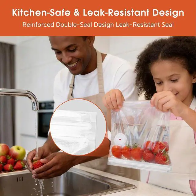 Alt view image 4 of 7 - Reusable Vacuum Storage Bags for Food, 30PCS (S+M) BPA-Free Sous Vide & Freezer Bags with Air Valve, 2 Sizes 7.9'' x 9.8'' & 10.2'' x 11'', Compatible with Most Vacuum Sealers