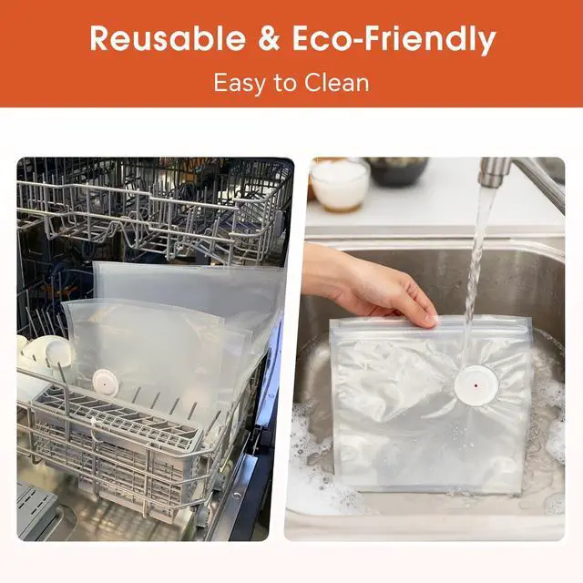 Alt view image 7 of 7 - Reusable Vacuum Storage Bags for Food, 30PCS (S+M) BPA-Free Sous Vide & Freezer Bags with Air Valve, 2 Sizes 7.9'' x 9.8'' & 10.2'' x 11'', Compatible with Most Vacuum Sealers