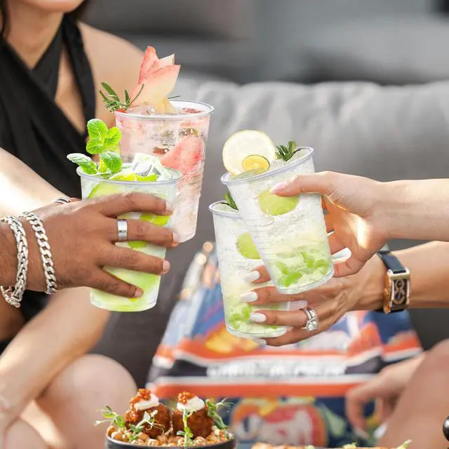 Alt view image 7 of 7 - 600 Pack 9 oz Plastic Cups, Clear Disposable Cups, Hot/Cold Party Drinking Cups, PP Clear Plastic Cups Bulk for Party, Picnic, BBQ, Wedding, Travel