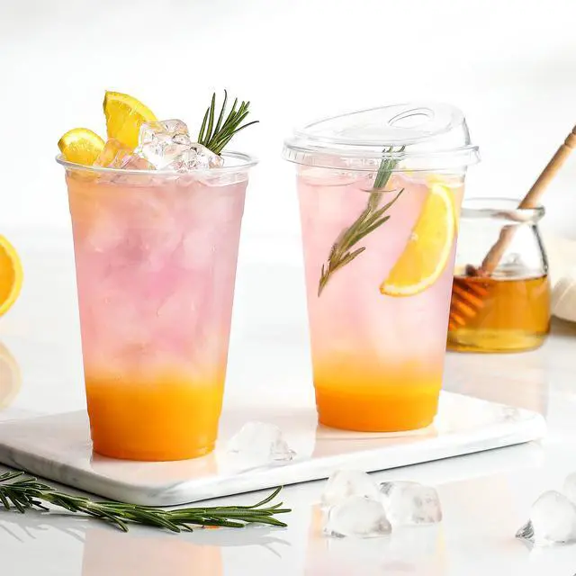 Alt view image 5 of 7 - 100 Pack 16 oz Plastic Cups With Strawless Sip-Lids, Iced Coffee Cups With Lids BPA Free, Disposable Clear Cups, To Go Cups for Smoothies, Party Drinks, Bubble Tea, Cold Beverage