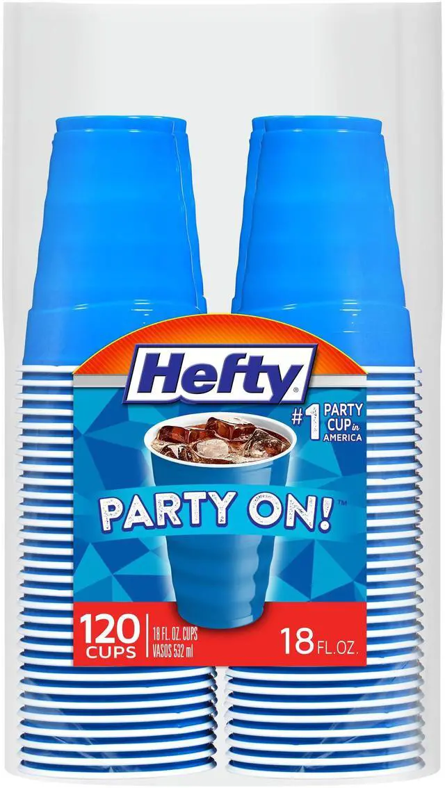 Main image of Party On Disposable Plastic Cups, Marine Blue, 18 Ounce, 120 Count
