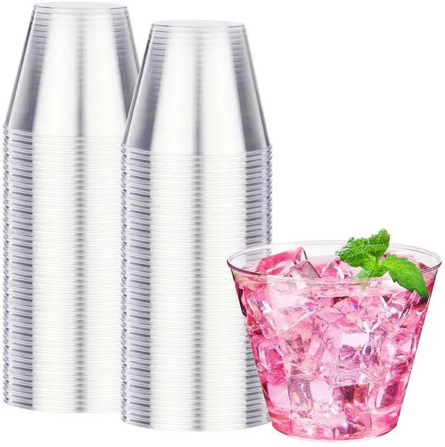 Main image of 9 oz Clear Plastic Cups 100 packs, Disposable Plastic Party Cups Tumblers, Cocktail Cups, Perfect for Parties, Wedding and Events