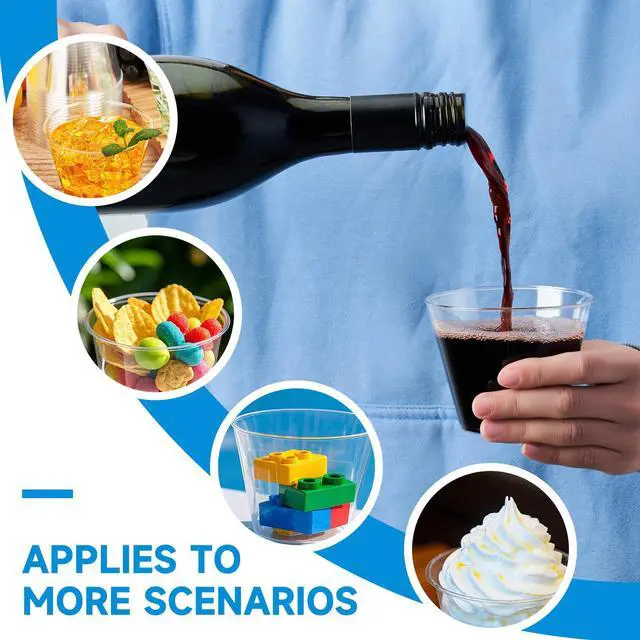 Alt view image 7 of 7 - 9 oz Clear Plastic Cups 100 packs, Disposable Plastic Party Cups Tumblers, Cocktail Cups, Perfect for Parties, Wedding and Events