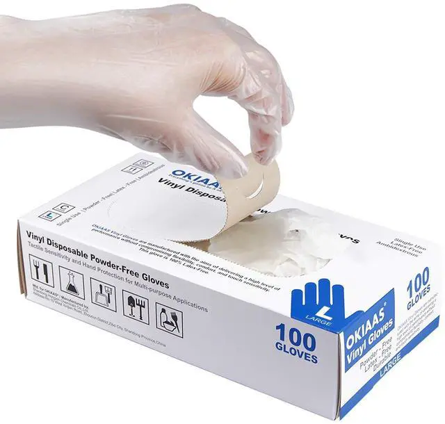 Main image of Disposable Gloves M, Food Safe | Latex-Free and Powder-Free Clear Vinyl Gloves for Cooking, Food Prep, Household Cleaning | Medium,100 Counts/Box