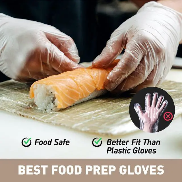 Alt view image 3 of 6 - Disposable Gloves M, Food Safe | Latex-Free and Powder-Free Clear Vinyl Gloves for Cooking, Food Prep, Household Cleaning | Medium,100 Counts/Box