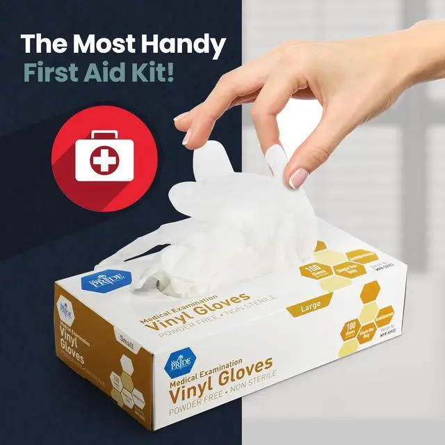 Alt view image 5 of 7 - Medical Vinyl Examination Gloves (Large, 100-Count) Latex & Rubber Free, Ultra-Strong, Clear Disposable Powder-Free Gloves for Healthcare & Food Handling Use