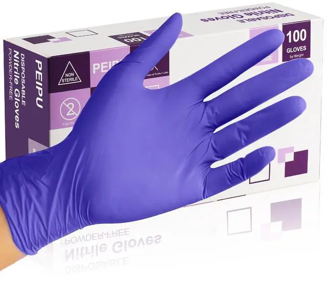 Main image of Nitrile Gloves,Disposable Cleaning Gloves,(Large, 100-Count) Powder Free, Latex Free,Rubber Free,Ultra-Strong,Food Handling Use, Single Use Non-Sterile Protective Gloves