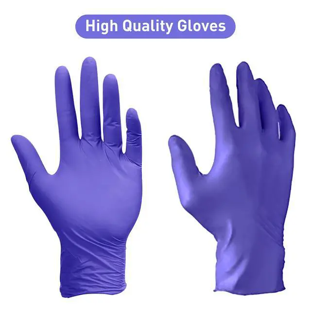 Alt view image 2 of 6 - Nitrile Gloves,Disposable Cleaning Gloves,(Large, 100-Count) Powder Free, Latex Free,Rubber Free,Ultra-Strong,Food Handling Use, Single Use Non-Sterile Protective Gloves