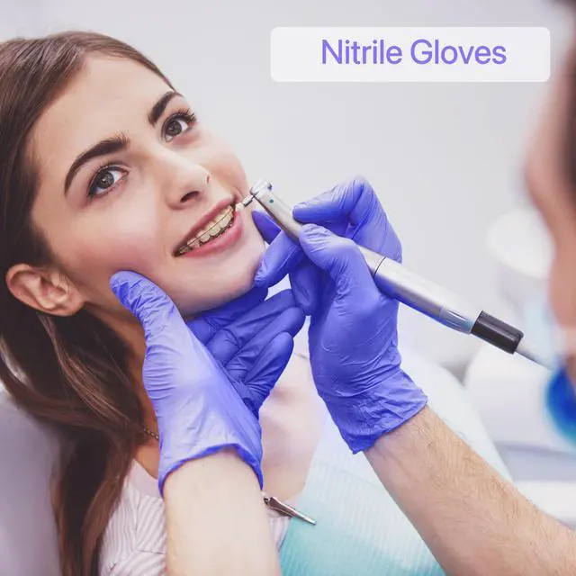 Alt view image 3 of 6 - Nitrile Gloves,Disposable Cleaning Gloves,(Large, 100-Count) Powder Free, Latex Free,Rubber Free,Ultra-Strong,Food Handling Use, Single Use Non-Sterile Protective Gloves