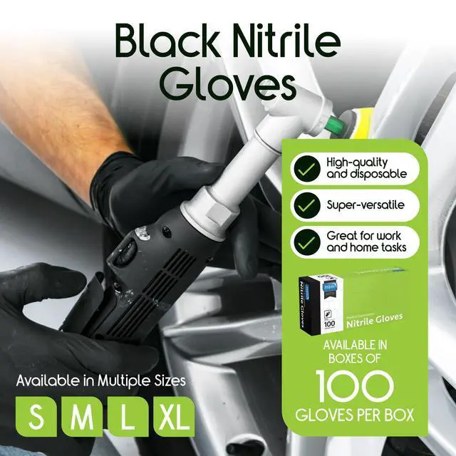 Alt view image 2 of 7 - Black Nitrile Disposable Gloves | 4.5 Nitrile Disposable Safety Medical Cleaning Gloves (Black - Box Of 100, Large)