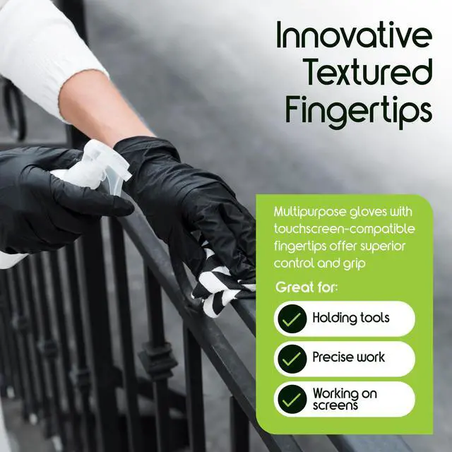 Alt view image 6 of 7 - Black Nitrile Disposable Gloves | 4.5 Nitrile Disposable Safety Medical Cleaning Gloves (Black - Box Of 100, Large)