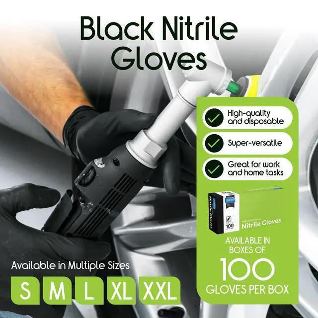 Alt view image 7 of 7 - Black Nitrile Disposable Gloves | 4.5 Nitrile Disposable Safety Medical Cleaning Gloves (Black - Box Of 100, Large)