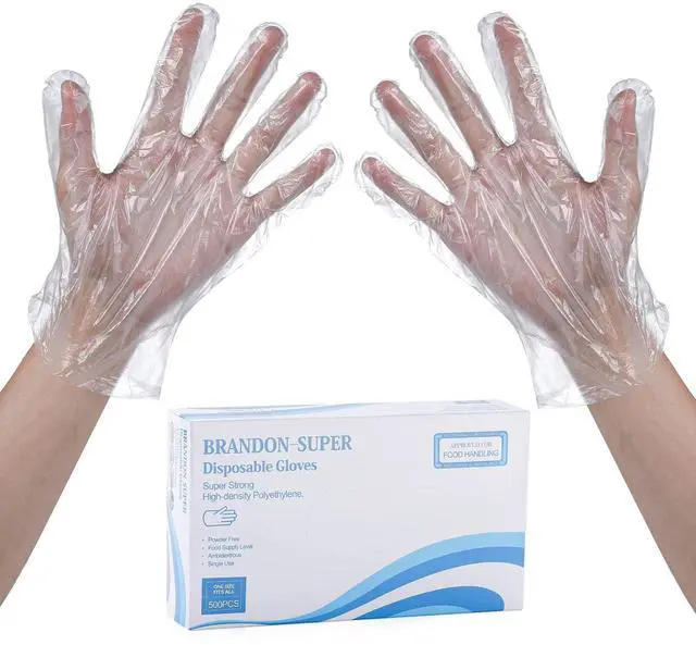 Main image of Disposable Food Prep Gloves - 500 Piece Plastic Food Safe Disposable Gloves, Food Handling, One Size Fits Most 500 PCS