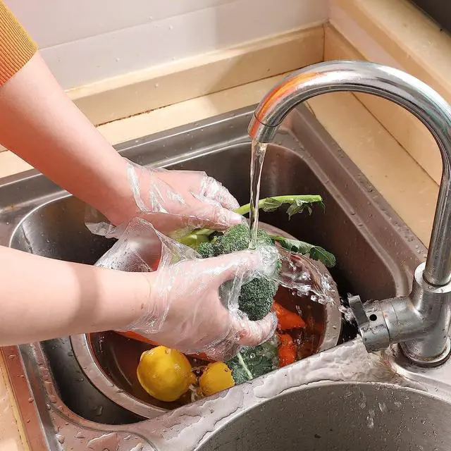 Alt view image 3 of 6 - Disposable Food Prep Gloves - 500 Piece Plastic Food Safe Disposable Gloves, Food Handling, One Size Fits Most 500 PCS