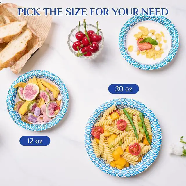 Alt view image 5 of 7 - 20 Oz Paper Bowls 180 Count Disposable Bowls, Printed Soak Proof Large Bowls for Breakfast, Lunch, and Dinner Meals