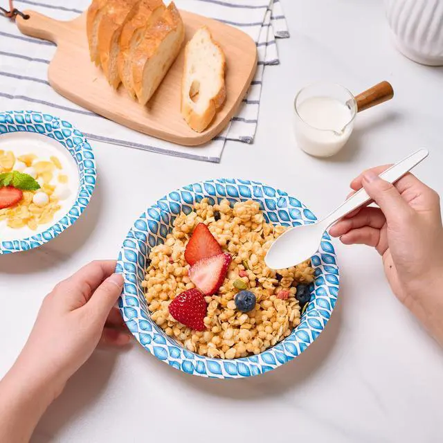 Alt view image 7 of 7 - 20 Oz Paper Bowls 180 Count Disposable Bowls, Printed Soak Proof Large Bowls for Breakfast, Lunch, and Dinner Meals
