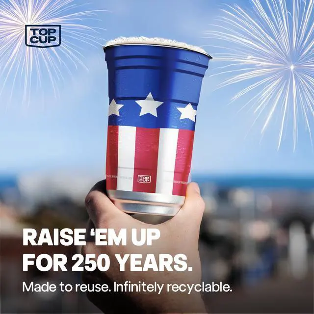 Alt view image 6 of 7 - America's 250th Birthday 20 oz Reusable Aluminum Party Cups 20 Count | Durable, Reusable & Recyclable, Made in USA