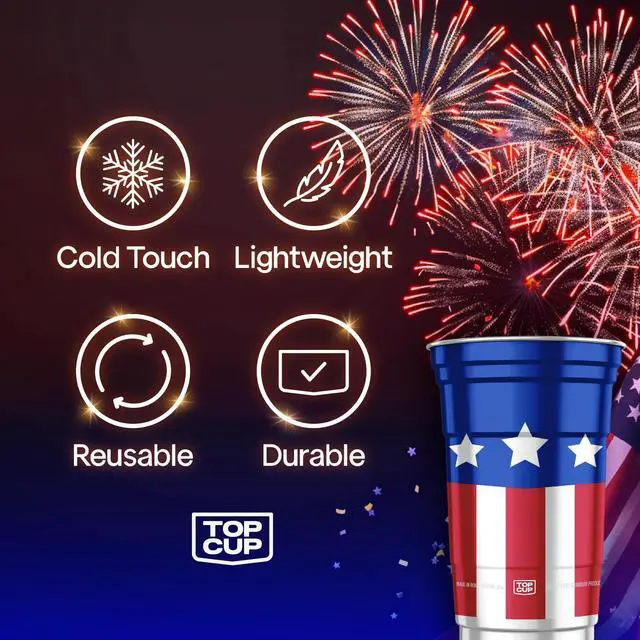 Alt view image 3 of 7 - America's 250th Birthday 20 oz Reusable Aluminum Party Cups 20 Count | Durable, Reusable & Recyclable, Made in USA
