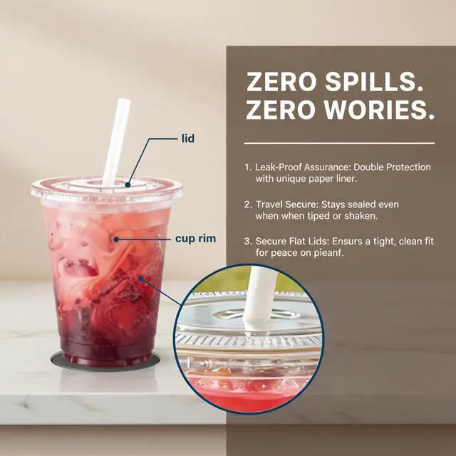 Alt view image 3 of 7 - Disposable Clear Plastic Cups with Lids and Straws,110 Pack,16 oz