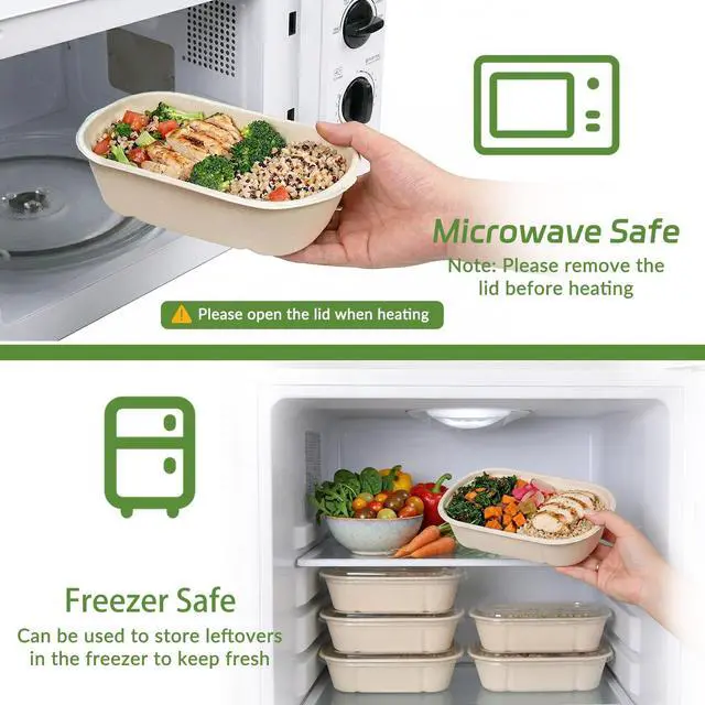 Alt view image 3 of 7 - 50Pack 32 oz Disposable Meal Prep Containers Disposable Food Containers with Lids To Go Salad Bowls with lids for Lunch Pasta, Burrito, LeftoversPicnic