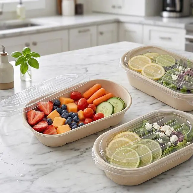 Alt view image 5 of 7 - 50Pack 32 oz Disposable Meal Prep Containers Disposable Food Containers with Lids To Go Salad Bowls with lids for Lunch Pasta, Burrito, LeftoversPicnic