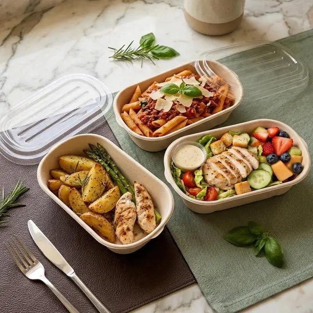 Alt view image 7 of 7 - 50Pack 32 oz Disposable Meal Prep Containers Disposable Food Containers with Lids To Go Salad Bowls with lids for Lunch Pasta, Burrito, LeftoversPicnic
