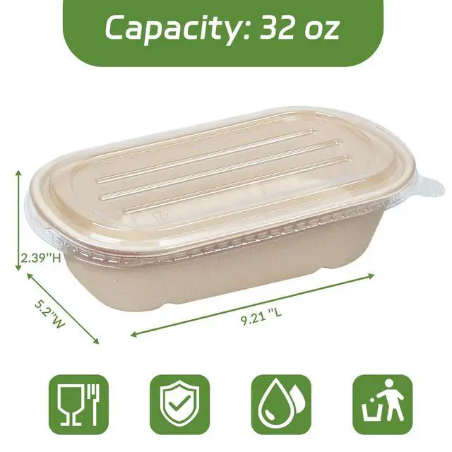 Alt view image 2 of 7 - 50Pack 32 oz Disposable Meal Prep Containers Disposable Food Containers with Lids To Go Salad Bowls with lids for Lunch Pasta, Burrito, LeftoversPicnic