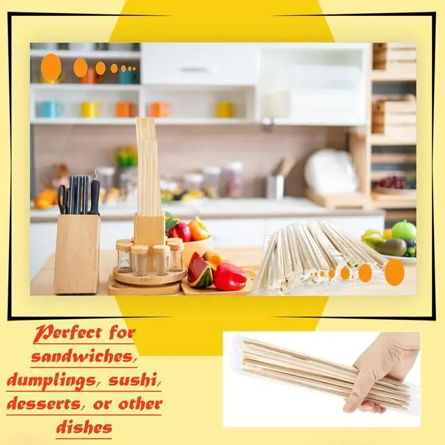 Alt view image 6 of 7 - 500 Pairs Bamboo Disposable Chopsticks 8.3 Inch Clear Individually Wrapped Wooden Chopsticks Bulk for Restaurants Takeout Sushi Noodles