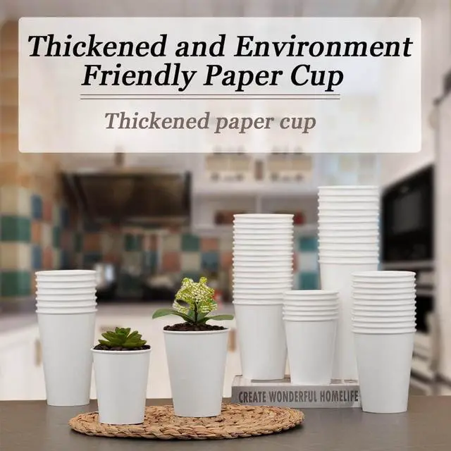 Alt view image 4 of 7 - 300 Pack Paper Cups 8 oz, Disposable Coffee Cups, Paper Coffee Cups 8 oz, White Hot/Cold Beverage Drinking Cup for Water Juice or Tea, Office Party Home Travel