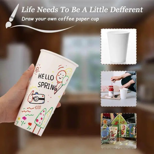 Alt view image 5 of 7 - 300 Pack Paper Cups 8 oz, Disposable Coffee Cups, Paper Coffee Cups 8 oz, White Hot/Cold Beverage Drinking Cup for Water Juice or Tea, Office Party Home Travel