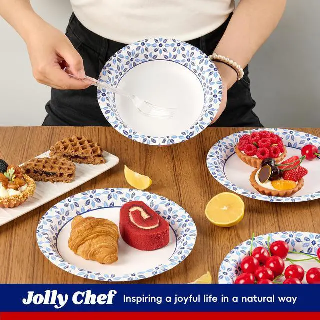 Alt view image 6 of 7 - 160 Count Paper Bowls 20 oz Soak Proof, Heavy Duty Printed Disposable Bowls Bulk for Dinner or Lunch