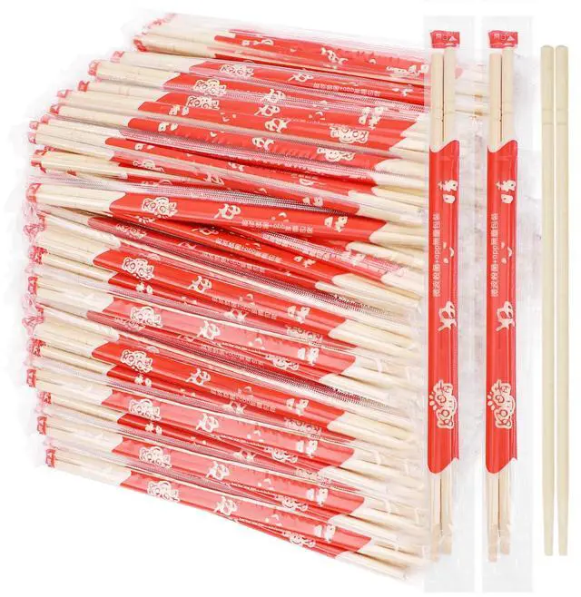 Main image of 500 Pairs 9 Inch Disposable Bamboo Chopsticks Bulk, Individually Wrapped Separated Sleeved Chopsticks Wooden for Restaurants, Noodles, Sushi, Asian Food