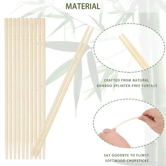Alt view image 7 of 7 - 500 Pairs 9 Inch Disposable Bamboo Chopsticks Bulk, Individually Wrapped Separated Sleeved Chopsticks Wooden for Restaurants, Noodles, Sushi, Asian Food