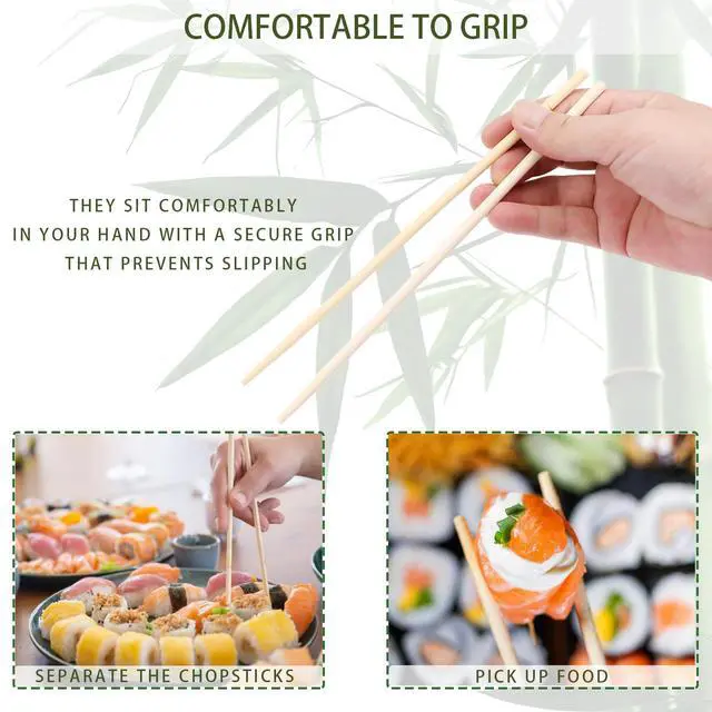 Alt view image 5 of 7 - 500 Pairs 9 Inch Disposable Bamboo Chopsticks Bulk, Individually Wrapped Separated Sleeved Chopsticks Wooden for Restaurants, Noodles, Sushi, Asian Food