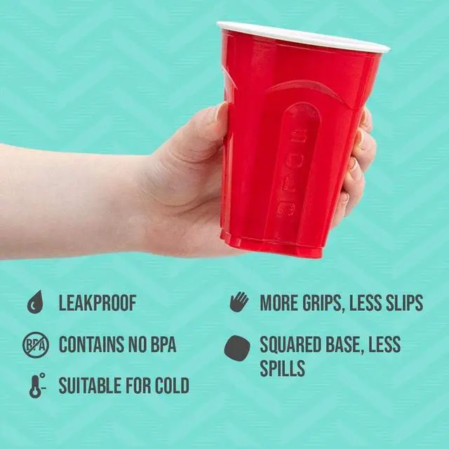 Alt view image 2 of 7 - Cup Company Red Squared Plastic Party, 18 Ounce, 200 Count, 50 Count (Pack of 4)