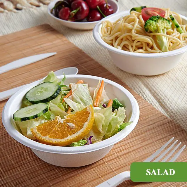 Alt view image 4 of 7 - 200 Pack 12 OZ Paper Bowls, Disposable Compostable Bowls Bulk, Eco-friendly Bagasse Bowls, Heavy-duty Bowls Perfect for Milk Cereals, Snacks, Salads