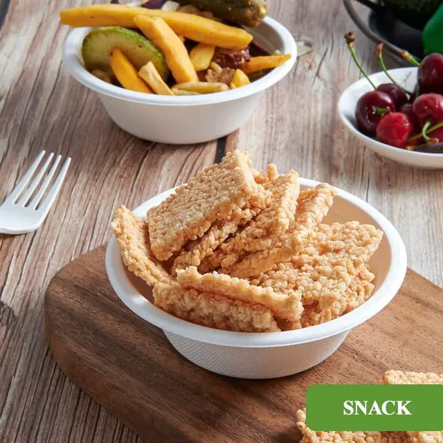 Alt view image 7 of 7 - 200 Pack 12 OZ Paper Bowls, Disposable Compostable Bowls Bulk, Eco-friendly Bagasse Bowls, Heavy-duty Bowls Perfect for Milk Cereals, Snacks, Salads